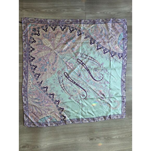 Talbots Blue Paisley Square Scarf 100% Silk 31" x 31" - Picture 1 of 4